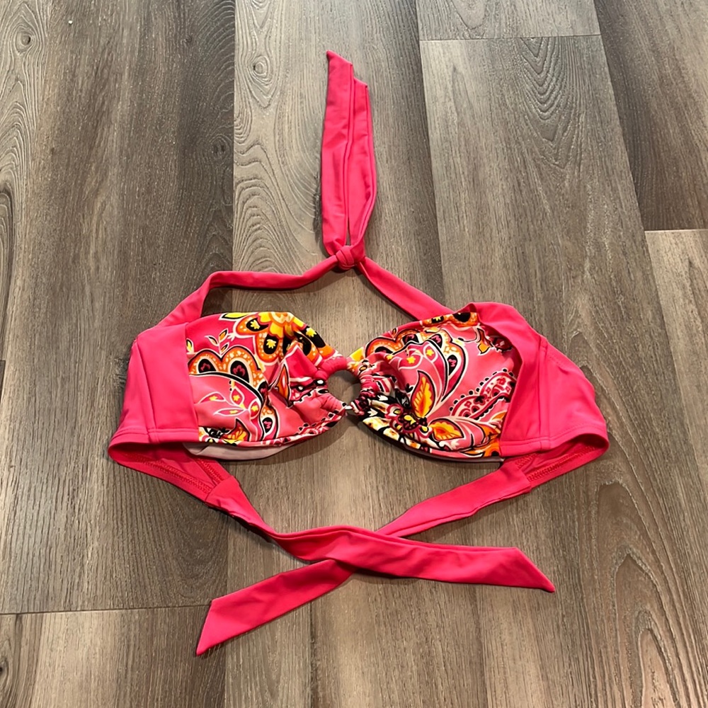 Bright Pink Floral Bikini Top